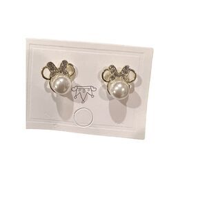 Fashion gold plated Disney Minnie Ears With Bow earrings